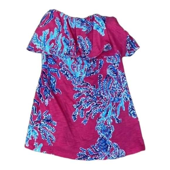 Lilly Pulitzer Strapless Ruffled Wiley Tube Top - Pink | Peach | Navy - Size XS - Picture 3 of 17